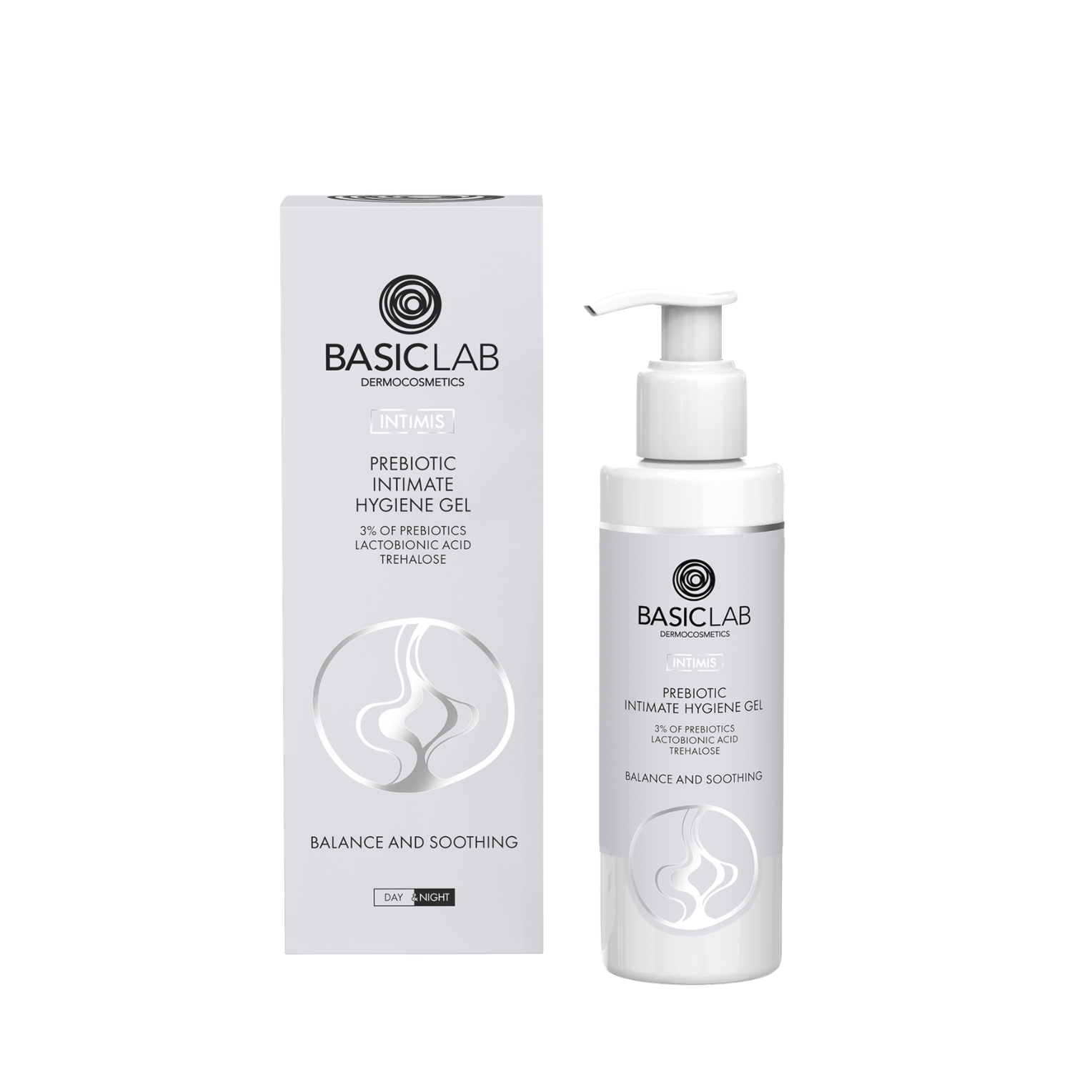 BasicLab Prebiotic Intimate Hygiene Gel with 3% Prebiotics, Lactobionic Acid, Trehalose 200ml