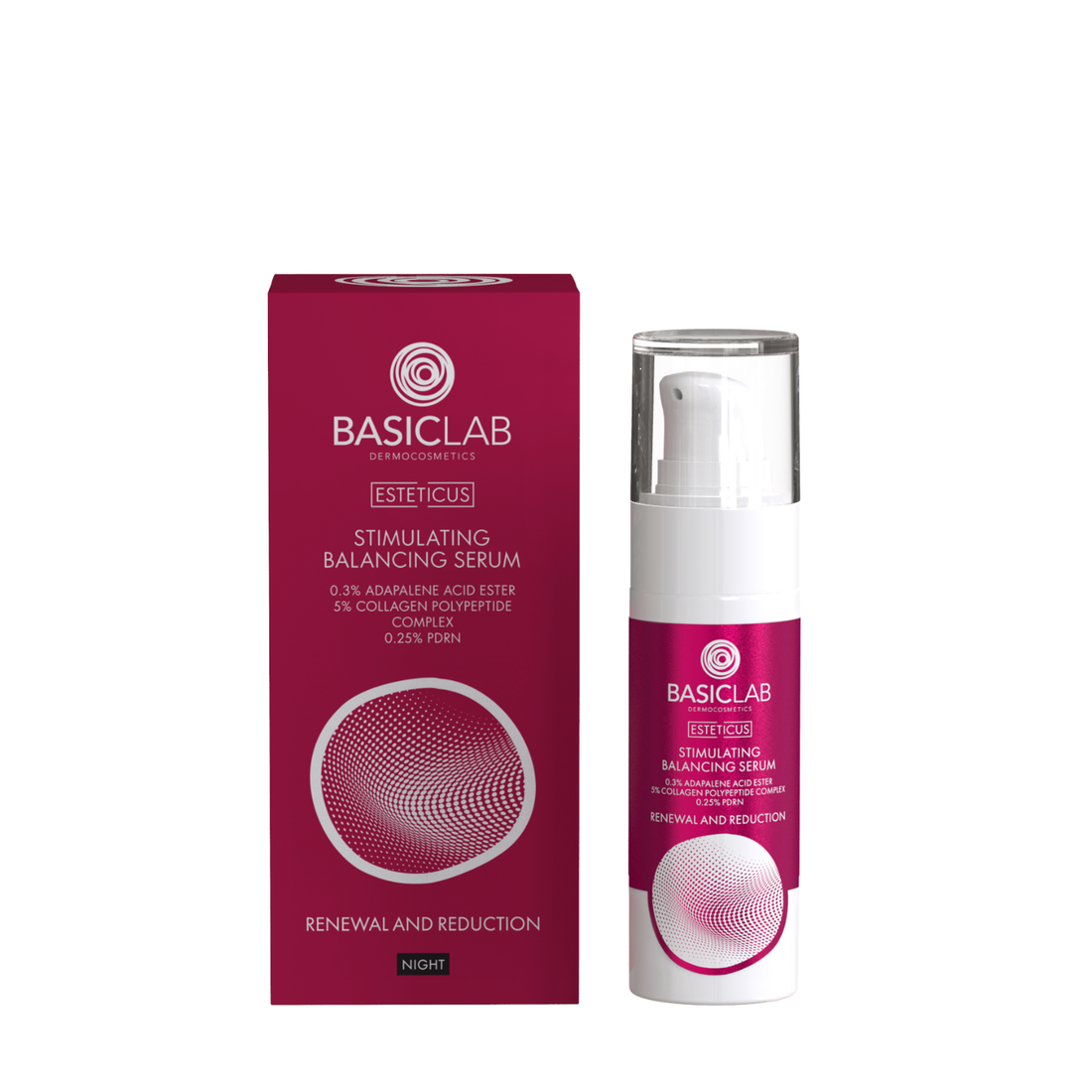 BasicLab Stimulating Balancing Serum, 0.3% Adapalene Acid Ester, 5% Collagen Polypeptide Complex, 0.25% PDRN, Renewal and Reduction 30ml