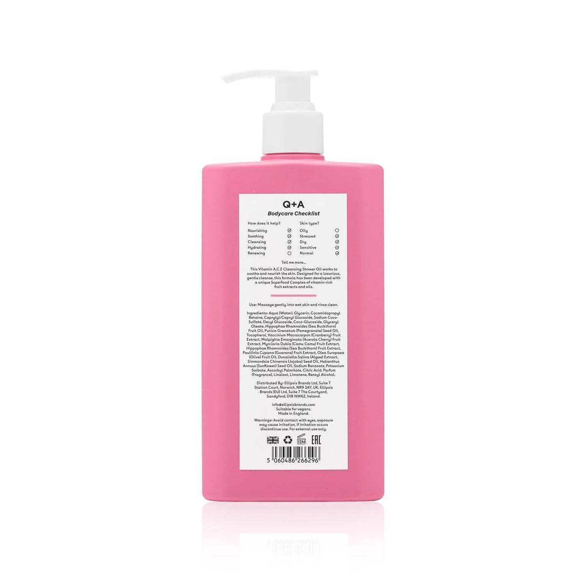 Q+A Vitamin A.C.E Cleansing Shower Oil 250ml