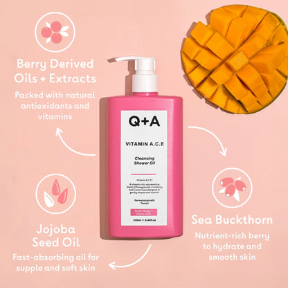 Q+A Vitamin A.C.E Cleansing Shower Oil 250ml