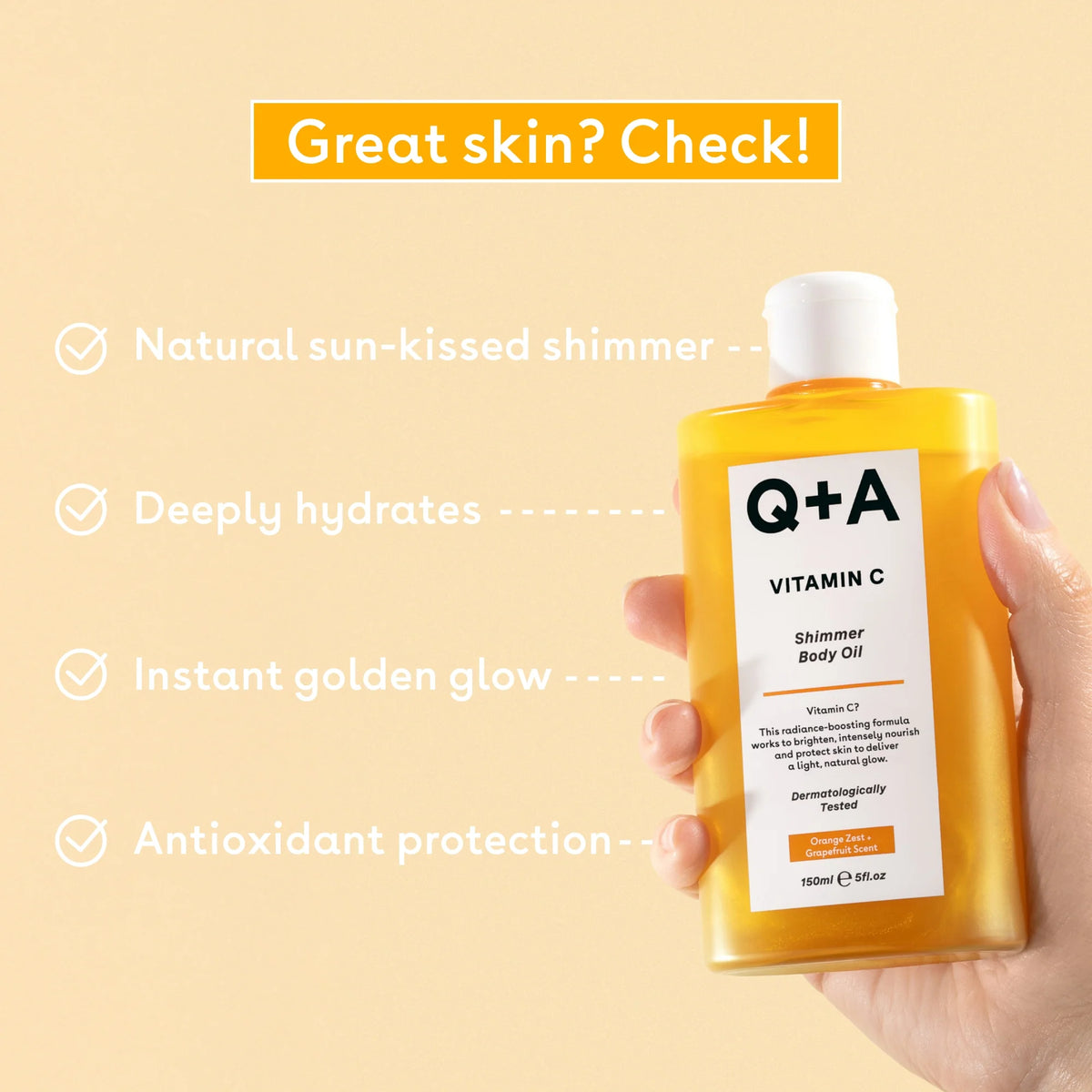 Q+A Vitamin C Shimmer Body Oil 150ml