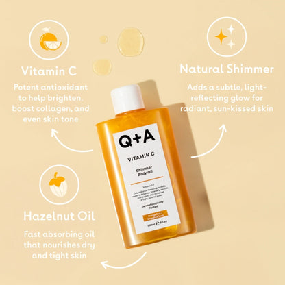 Q+A Vitamin C Shimmer Body Oil 150ml