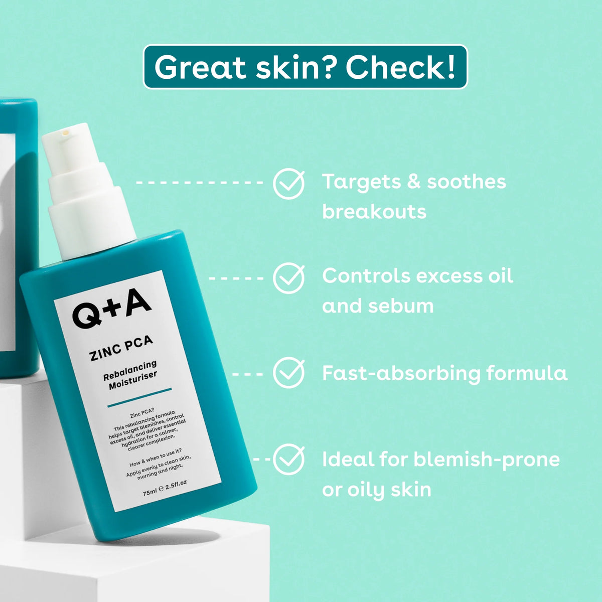 Q+A Zinc PCA Rebalancing Moisturiser 75ml