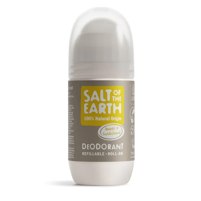Salt of the Earth Deodorant Roll On Amber + Sandalwood 75ml