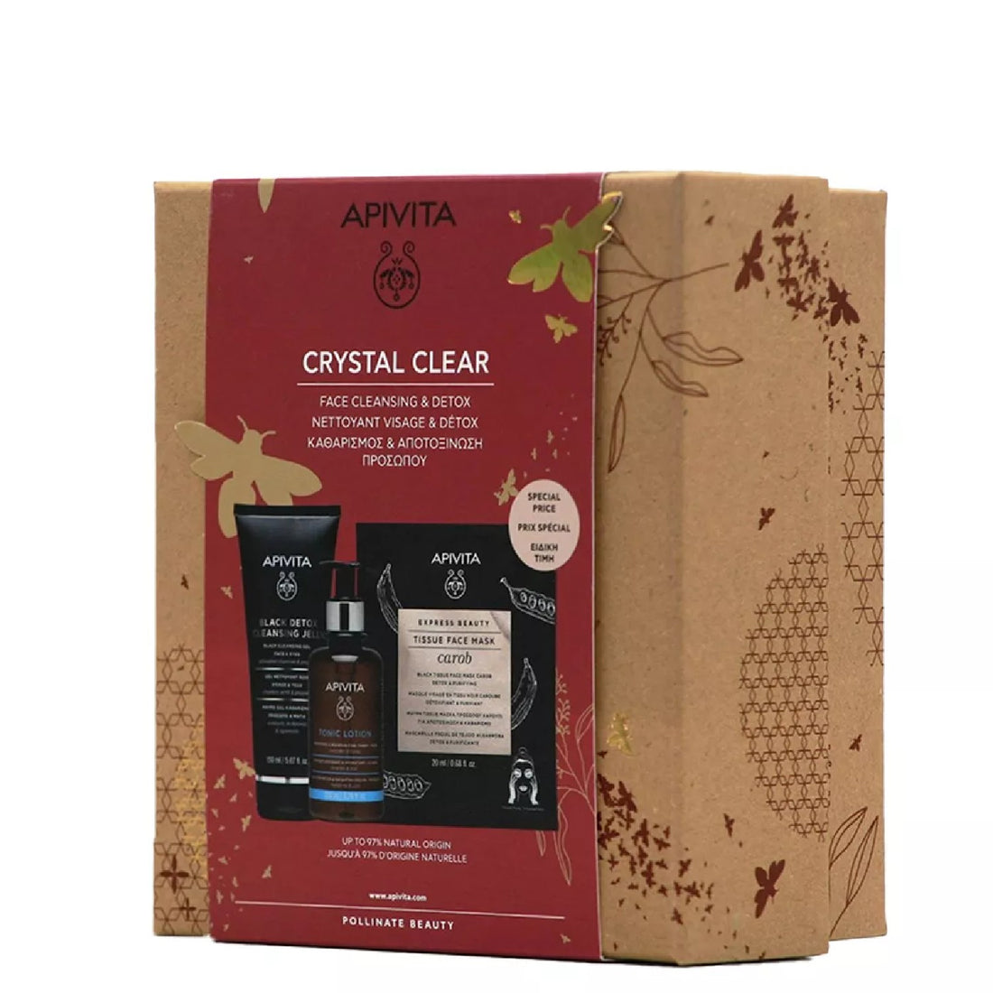 Apivita Crystal Clear, Face Cleansing and Detox set-1*20ml, 1*150ml, 1*200ml
