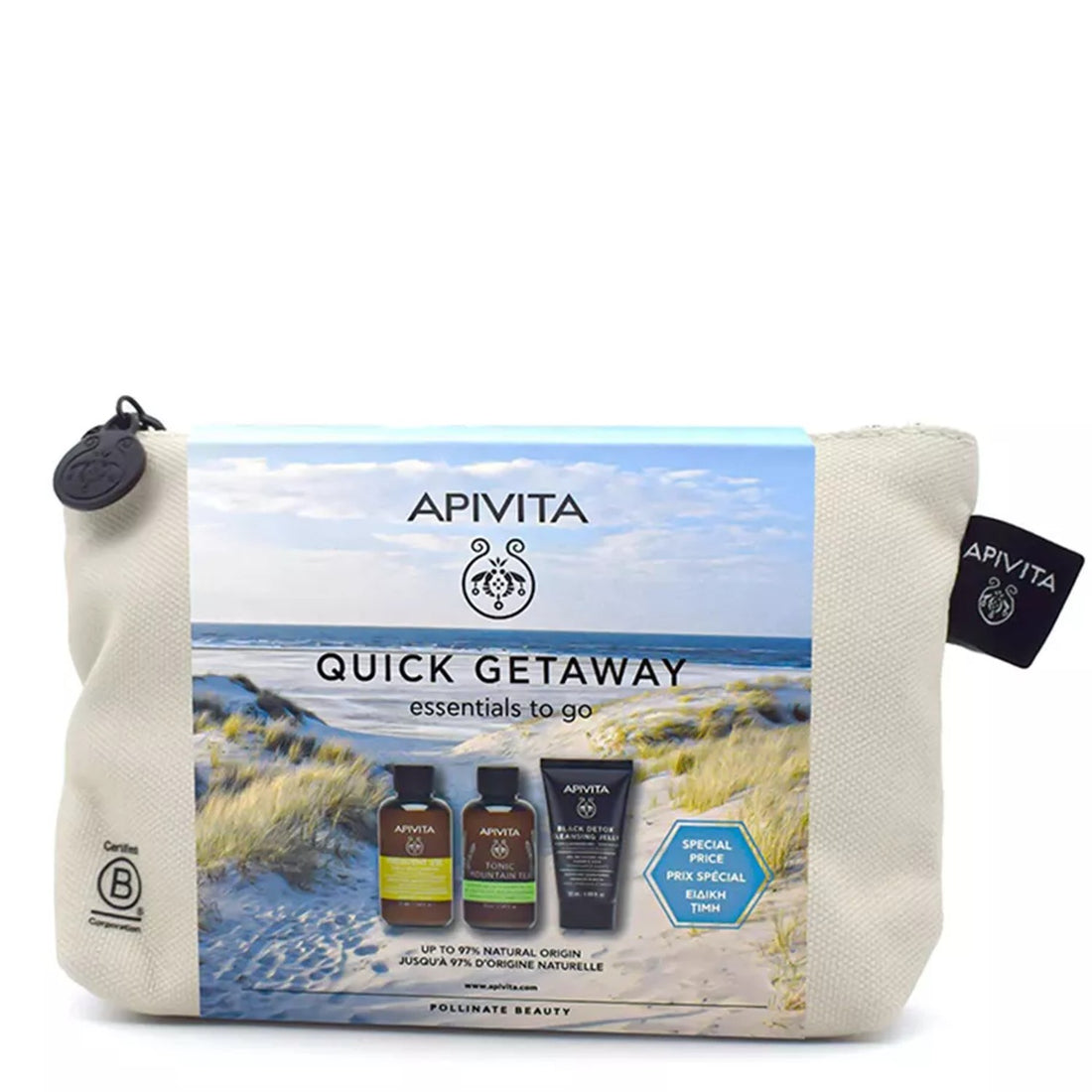 Apivita Quick Getaway Travel Set- 2*50ml, 1*75gr