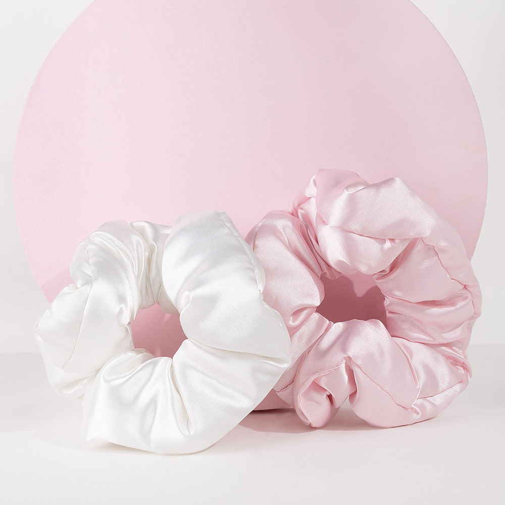 Brushworks Large Cloud Scrunchies  Pink &amp; White (2 pack)