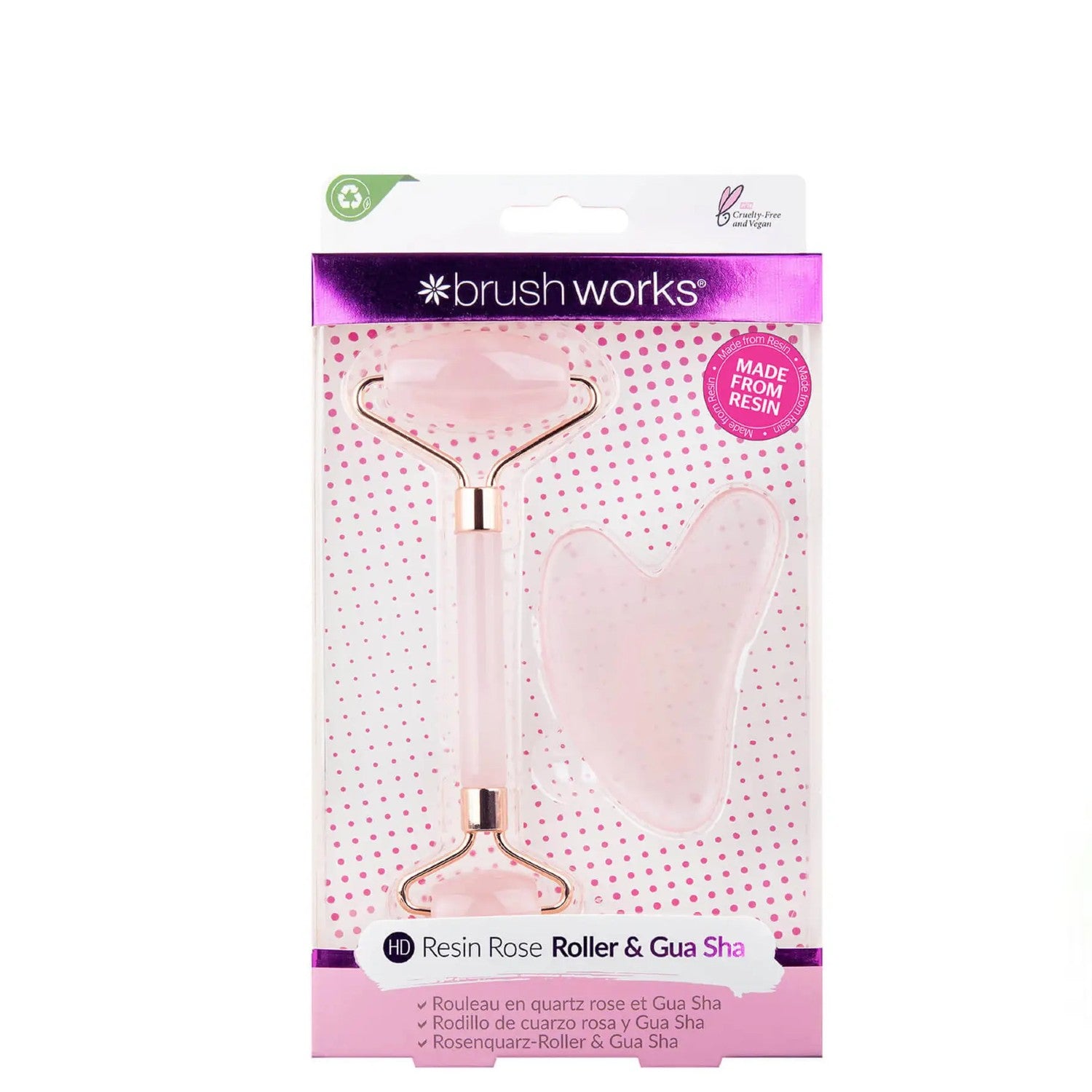 Brushworks Rose Resin Roller &amp; Gua Sha