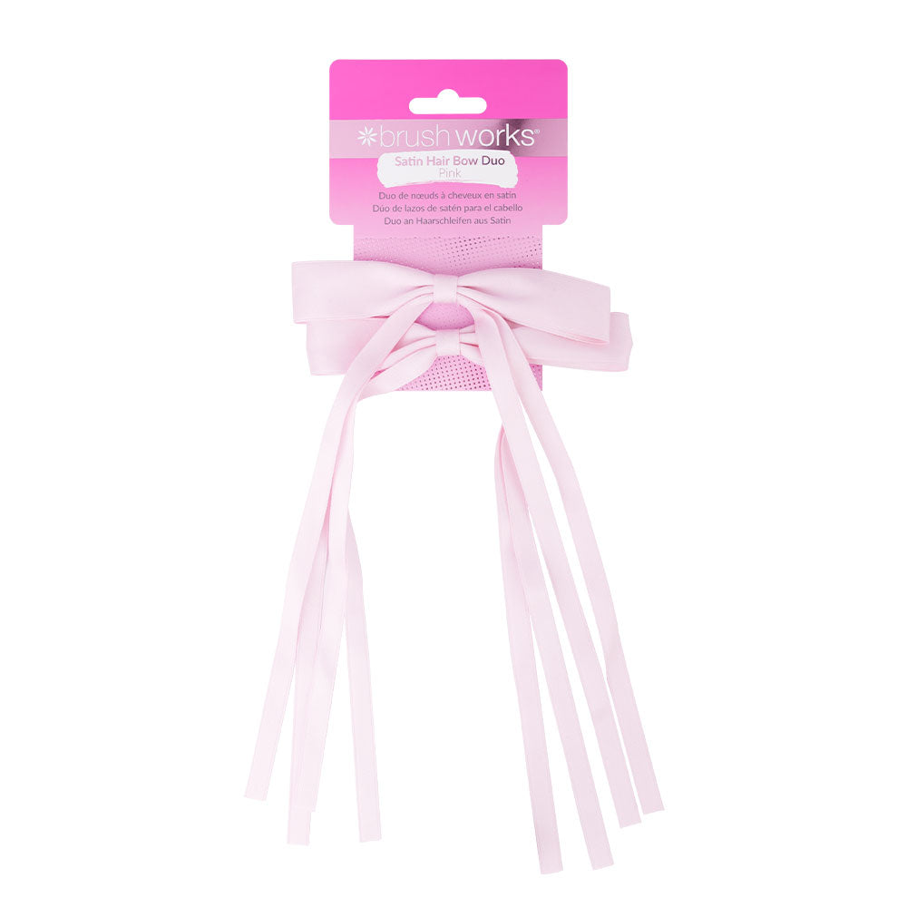 Brushworks Satin Hair Bow Duo – Pink