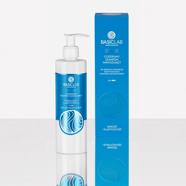 BasicLab Daily Moisturizing Shampoo, 4% Rice Ferment, Provitamin B5, Amino Acid Complex, Lightness and Elasticity 300ml