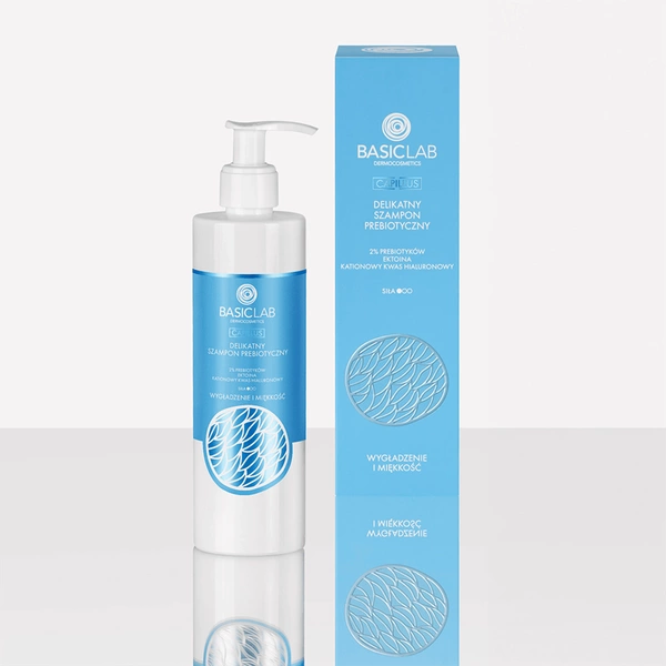 BasicLab Gentle Prebiotic Shampoo 2% Prebiotics, Ectoine, Cationic Hyaluronic Acid, Smoothing and Softness