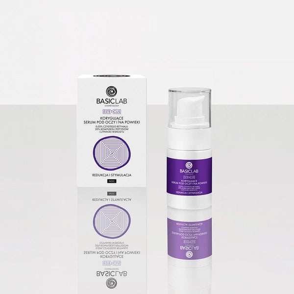 BasicLab Corrective Eye Serum with 0.03% Retinal, 20% Peptide Complex and Growth Factors, Reduction and Stimulation 15ml
