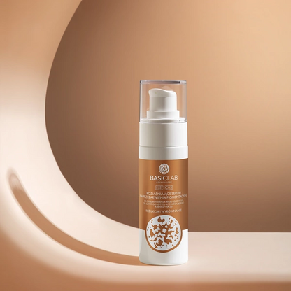 BasicLab Brightening Serum for Pigmentation Discoloration, 5% Kojic Acid Dipalmitate, 2% Pure Brightening Peptide, Carnosine 2.0, Reduction and Evenness 30ml