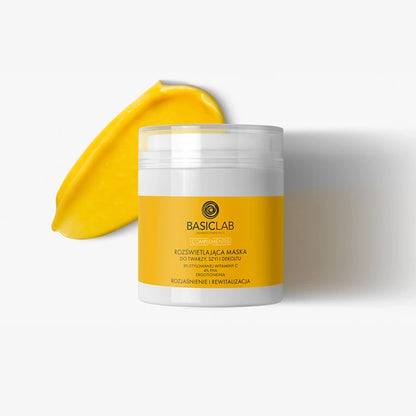 BasicLab Illuminating Mask for Face, Neck and Décolleté, 8% Ethylated Vitamin C, 4% PHA, Ergothioneine, Brightening and Revitalizing 50ml