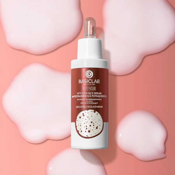 BasicLab Calming Serum for Acne Discoloration, 5% Tranexamic Acid, 2% CICA, Calming Peptide, Soothing and Brightening 30ml