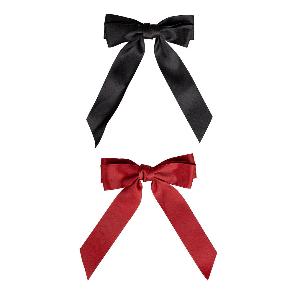 Brushworks Satin Hair Bow Duo – Red & Black