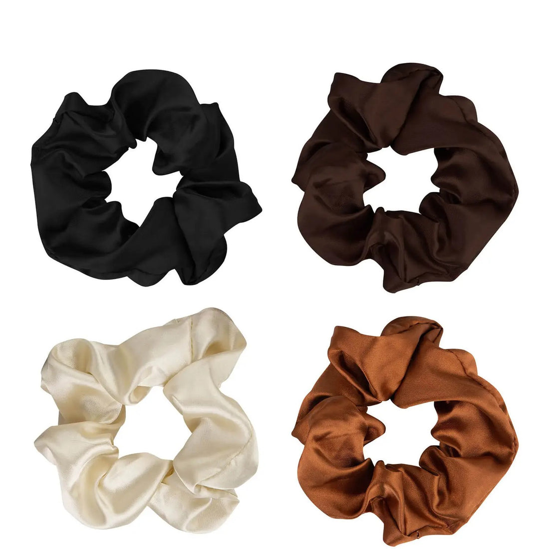 Brushworks Nude Satin Scrunchies Pack of 4