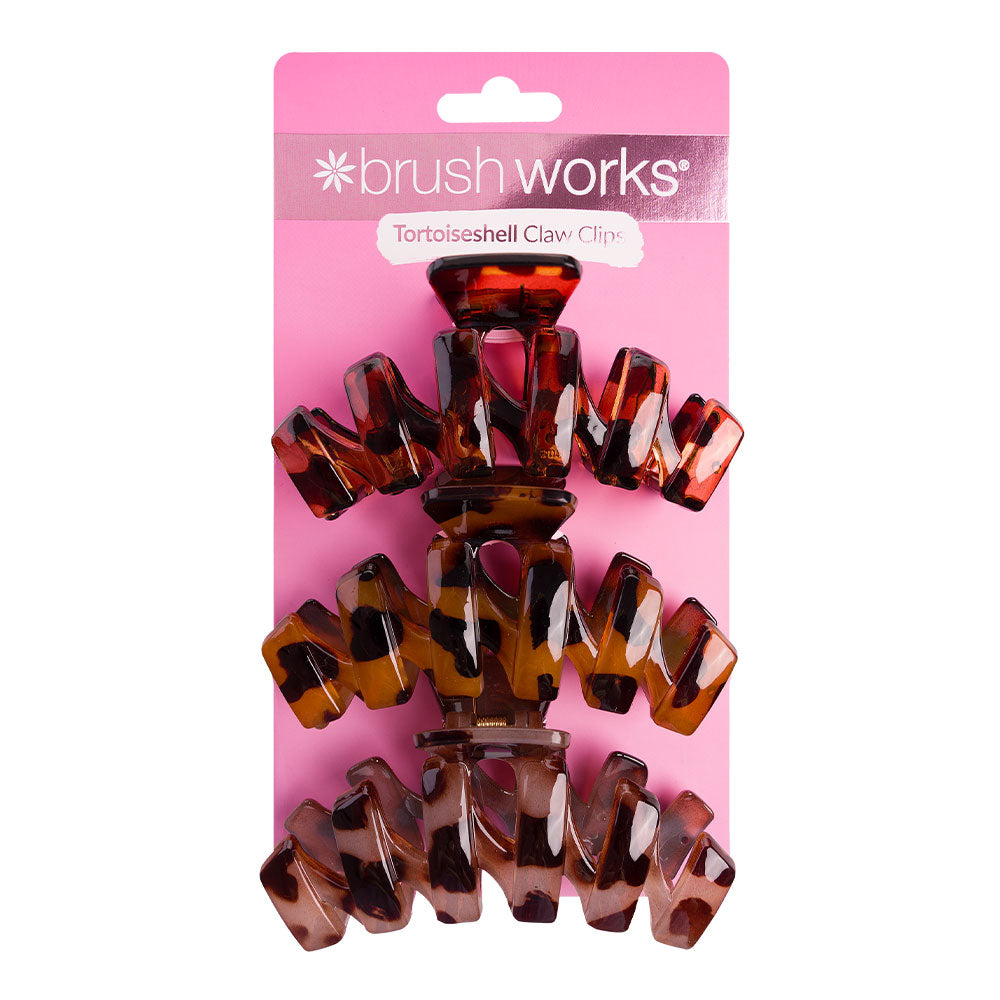 Brushworks Tortoiseshell Claw Clips  3 pcs