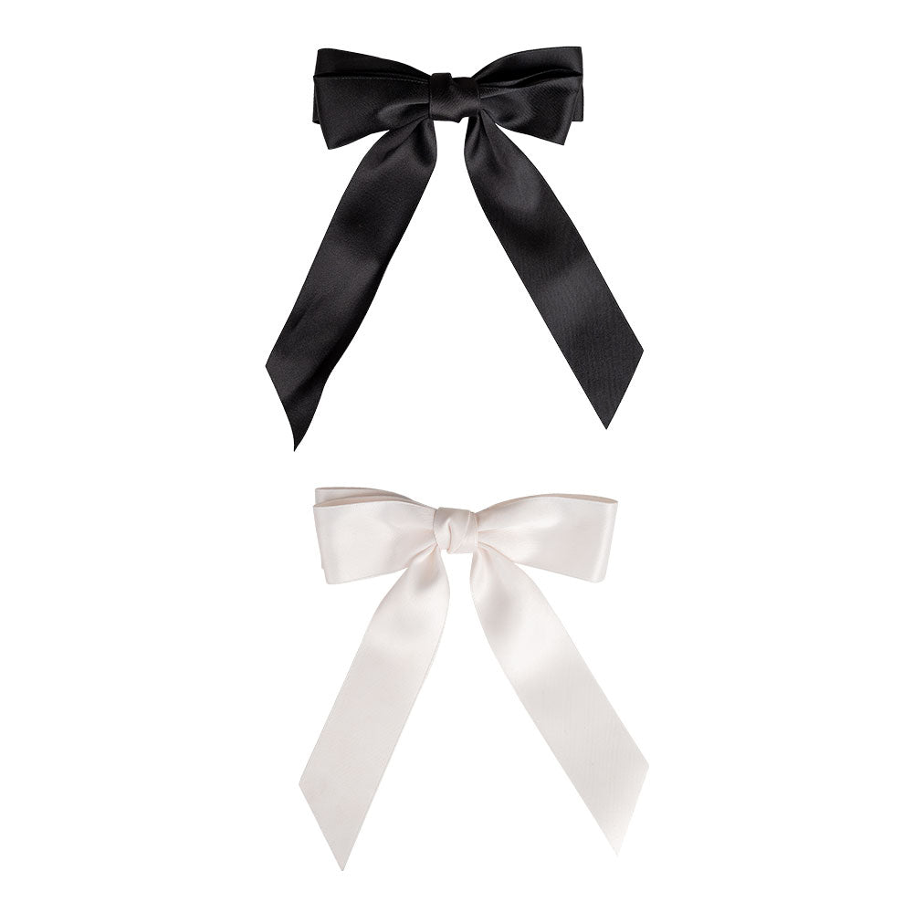 Brushworks Satin Hair Bow Duo – Black & White